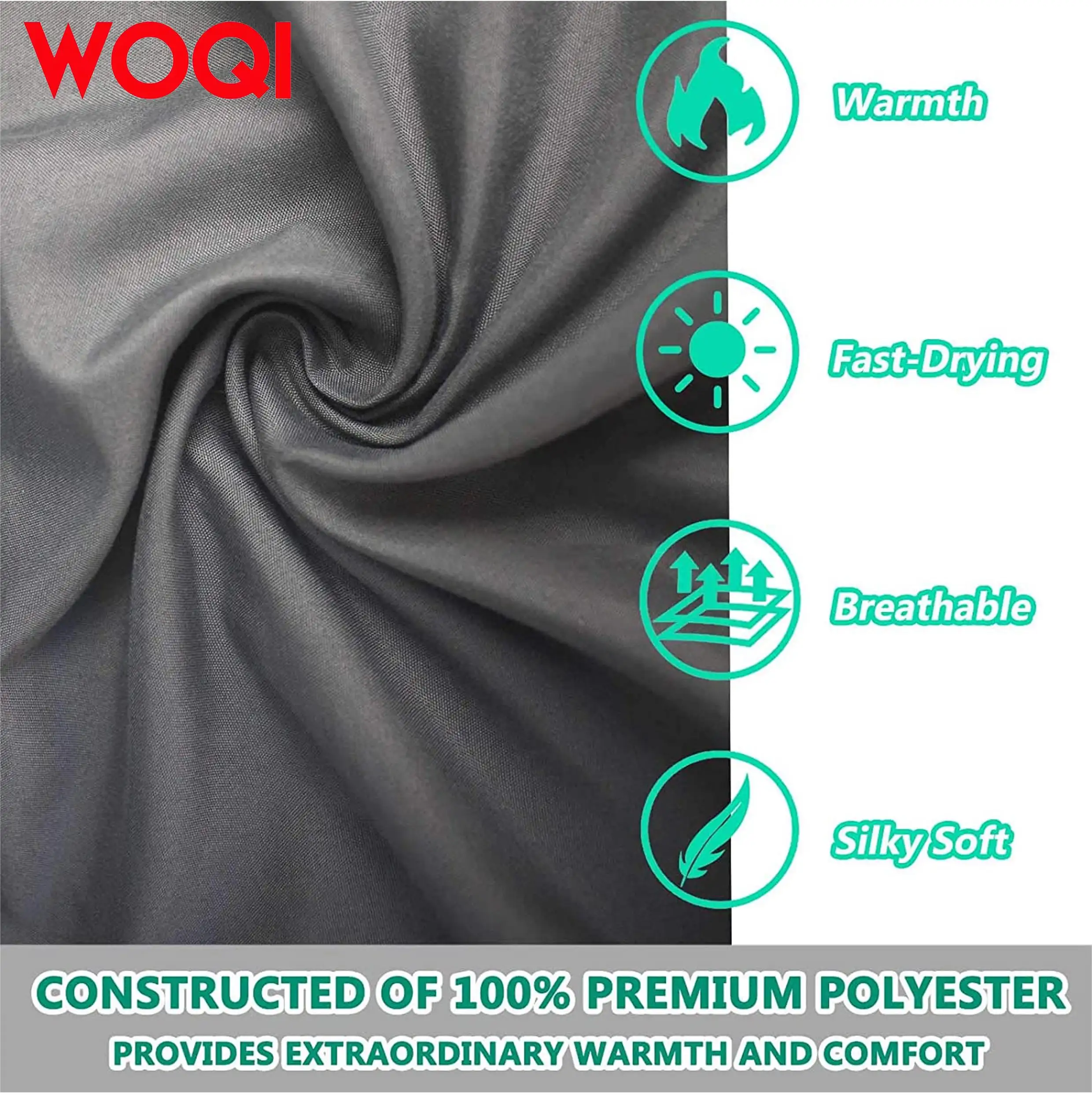 Woqi Washable 4 Seasons Comfy Easy Care Soft Travel Camping Sheet Sleeping Bag Liner For Backpacking Hotel