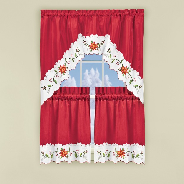 Collections Etc Poinsettia Curtains