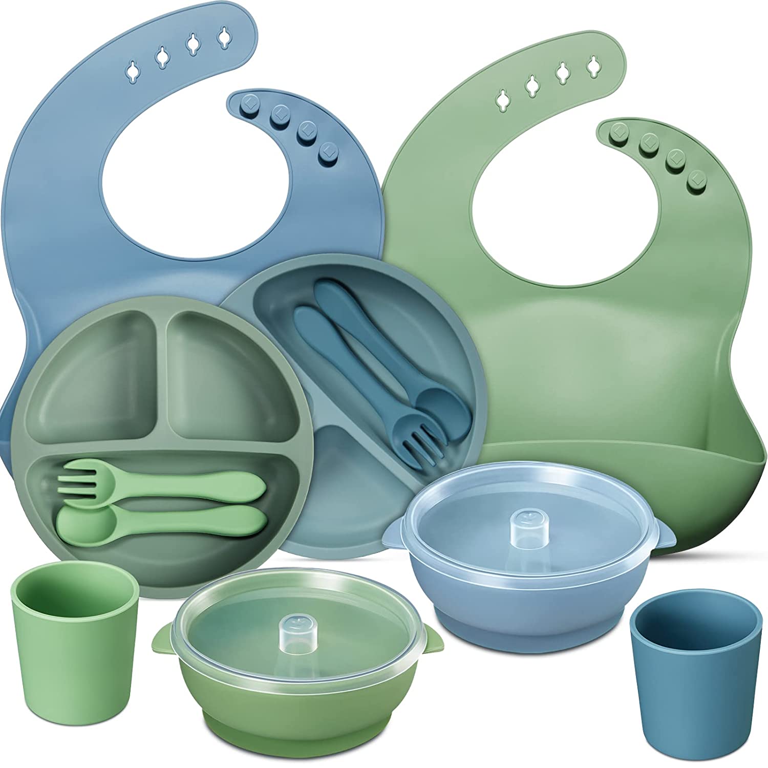 12-piece silicone baby feeding set