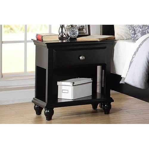 Bedroom Nightstand White Color Wooden 1 Drawers an...