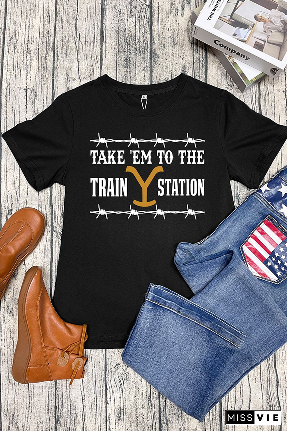 Take 'Em To The Train Station Short Sleeve Graphic Tee Wholesale