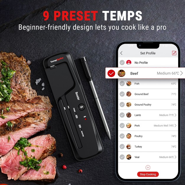 Thermopro Tempspike Lite 500ft Wireless Meat Thermometer Bluetooth Meat Thermometer For Grilling And Smoking Meat Thermometer For Bbq Oven Smoker