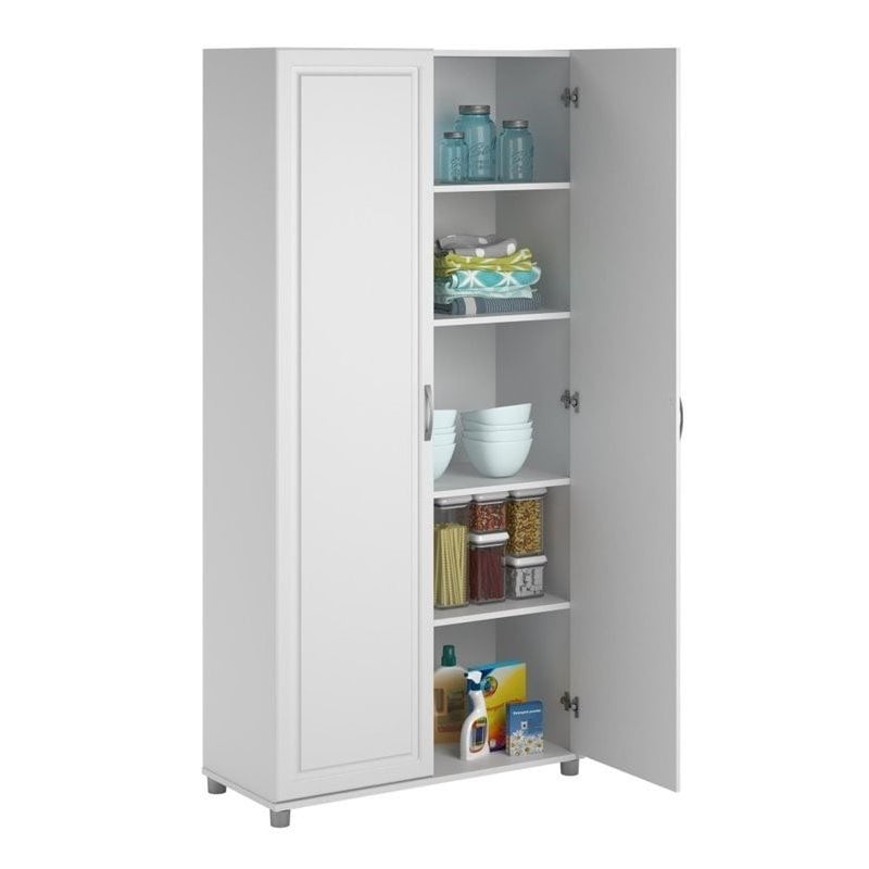 Pemberly Row 36 Storage Cabinet， Kitchen Pantry Cabinet in White Aquaseal