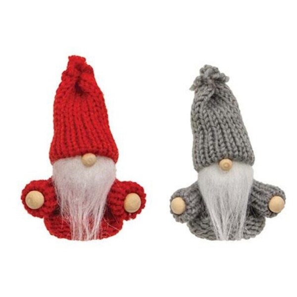 Mini Red and Gray Knit Hat Gnome 2 Asstd.