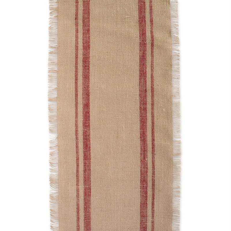 108 Beige and Red Rectangular Double Border Table Runner