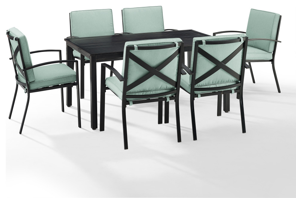 Kaplan 7 Piece Outdoor Dining Set   Contemporary   Outdoor Dining Sets   by Crosley  Houzz