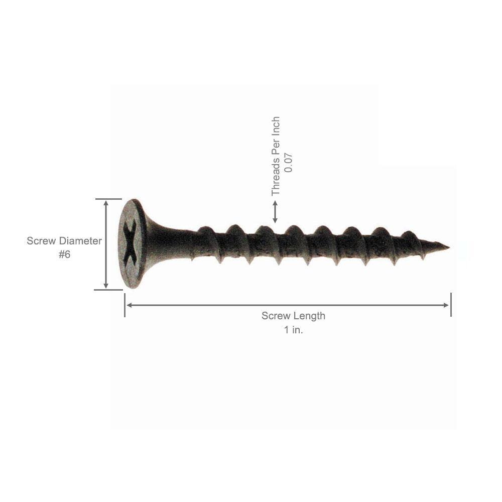 Grip-Rite #6 x 1 in. Philips Bugle-Head Coarse Thread Sharp Point Drywall Screws (1 lb.-Pack) 1CDWS1