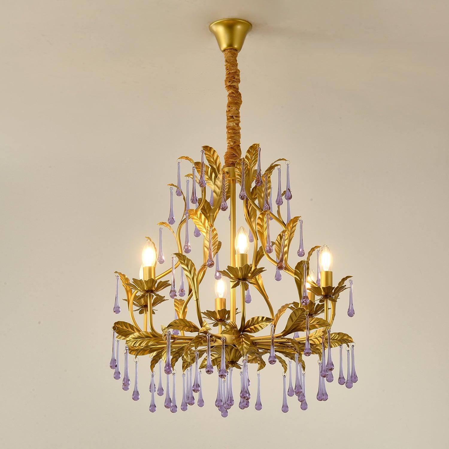 Amethyst Drops Glass Chandelier