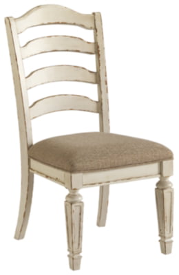 Signature Design by Ashley Realyn Upholstered Slat Back Dining Chair， Set of 2， Antique White