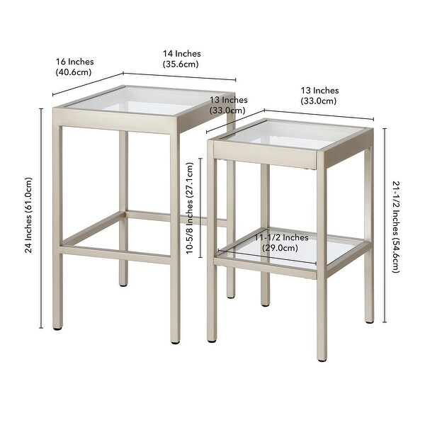 Alexis Metal/ Tempered Glass Nesting Tables