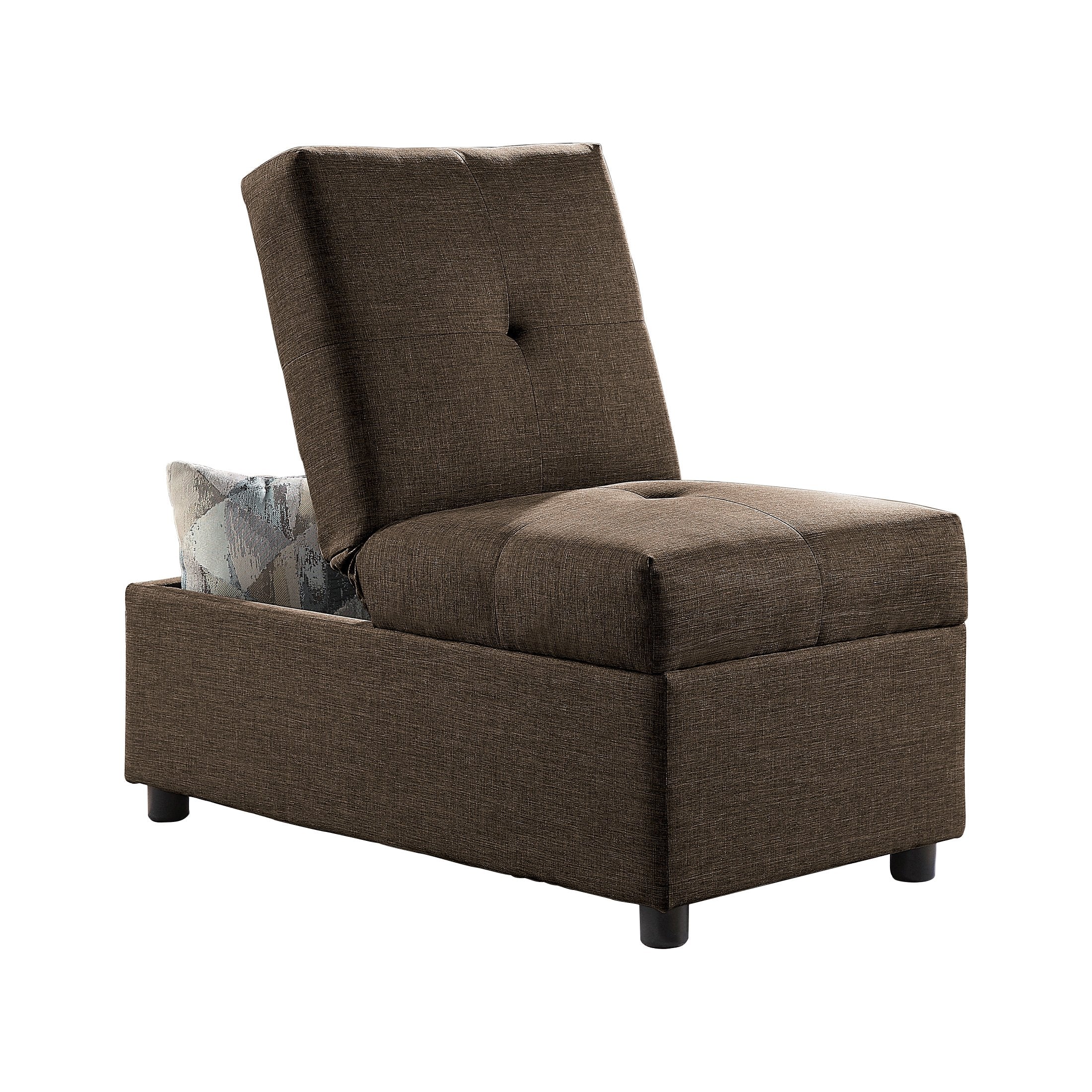 OakvillePark Turpin Fabric Upholstered Convertible Storage Ottoman Chair, Brown