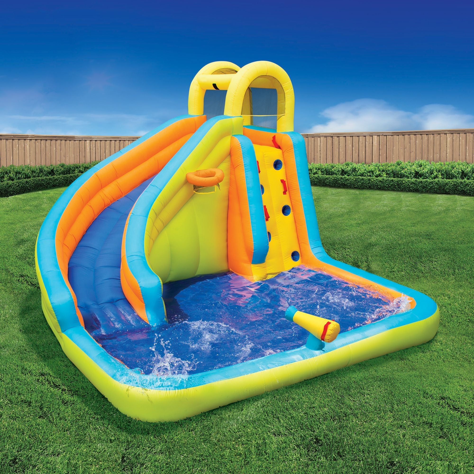 Banzai Splash 'N Blast Outdoor Backyard Inflatable Water Slide Splash Park