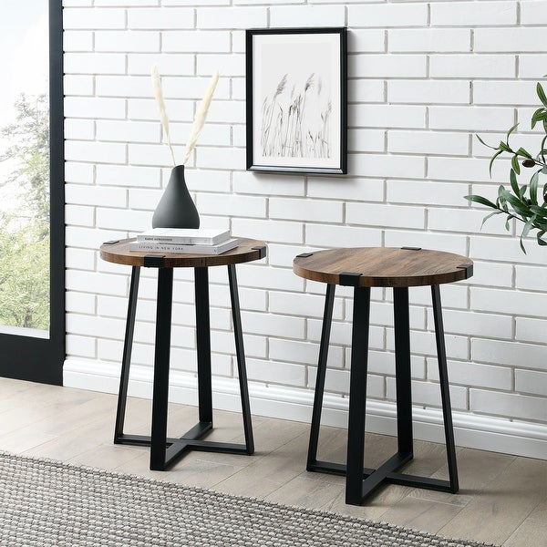 Middlebrook Designs Barnett Round Metal Wrap Side Table - Set of 2