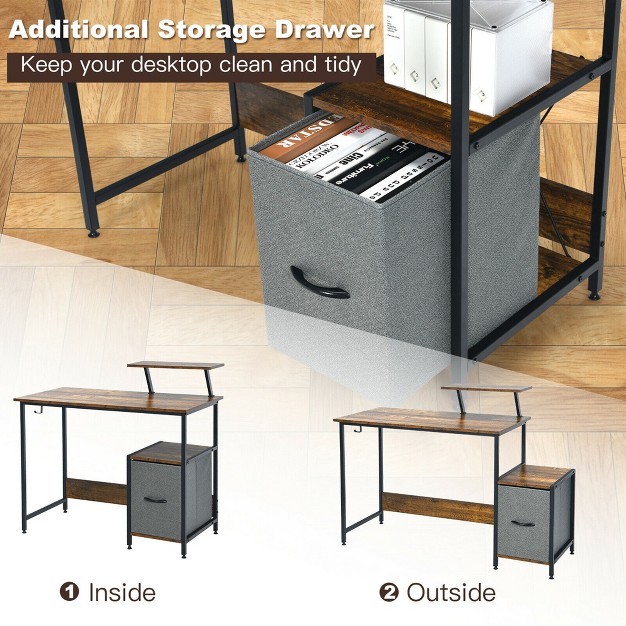 Costway Computer Desk Writing Workstation Home Office W Movable Storage Rack amp Shelf