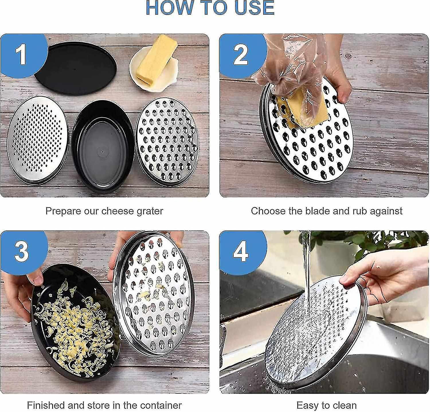 Cheese Disc With Container， Grater For The Kitchen With 2 Sizes， For Shredded Gift