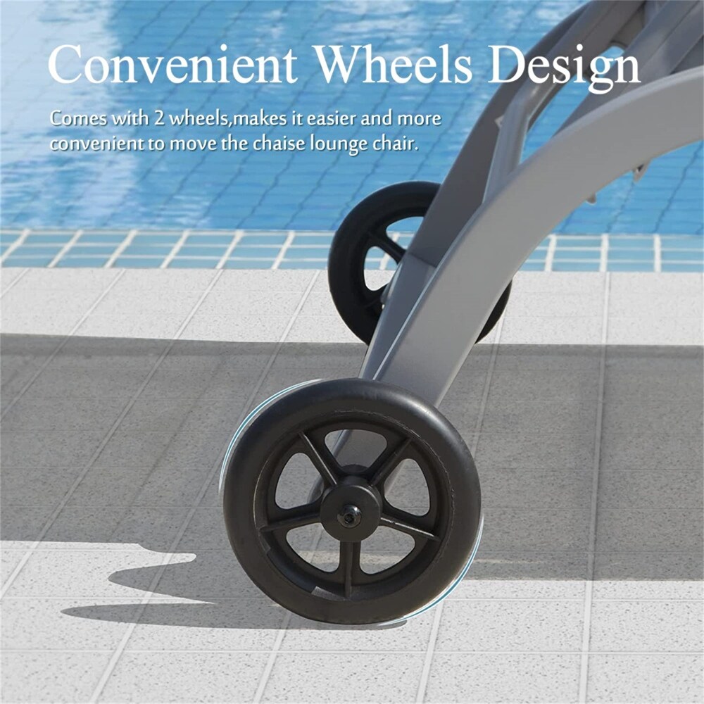 Outdoor Lounge Chairs with Wheels and 5 Adjustable Position (Set of 3)