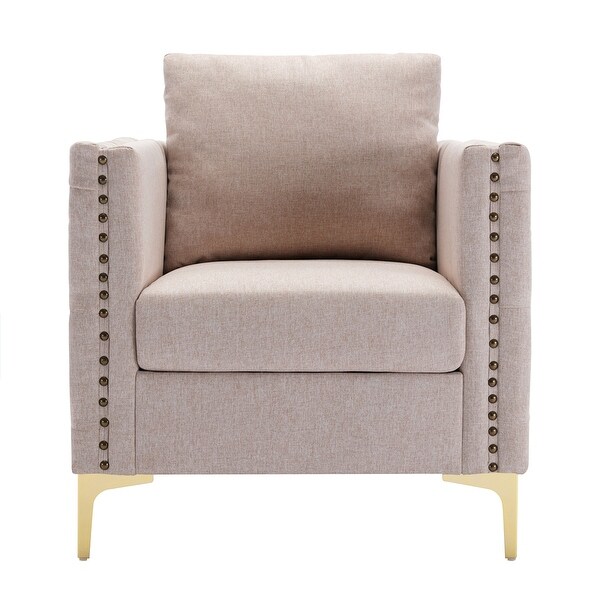 Modern Velvet Armchair Tufted Button Accent Chair Club Chair with Steel Legs