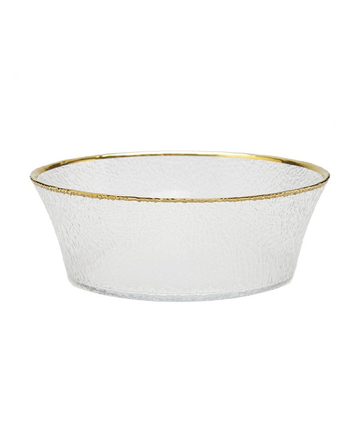 Classic Touch Pebbled Glass Bowl Raised Rim with Border