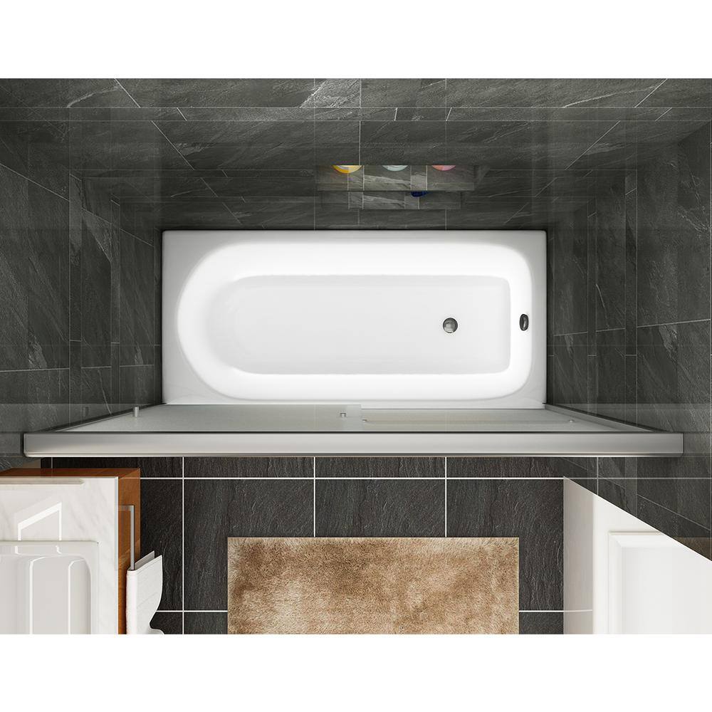 FORCLOVER 60 in. W x 57-38 in. H Sliding Semi Frameless Tub Door in Brushed Nickel Finish with Frosted Glass SND16FG-6057BN