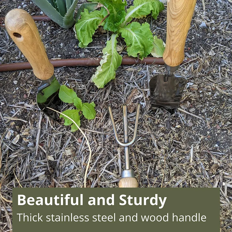 Classic 3 Piece Gardening Tool  Made With Wooden Handle And Stainless Steel Tools are Large and Heavy Duty Garden Hand Tool Set