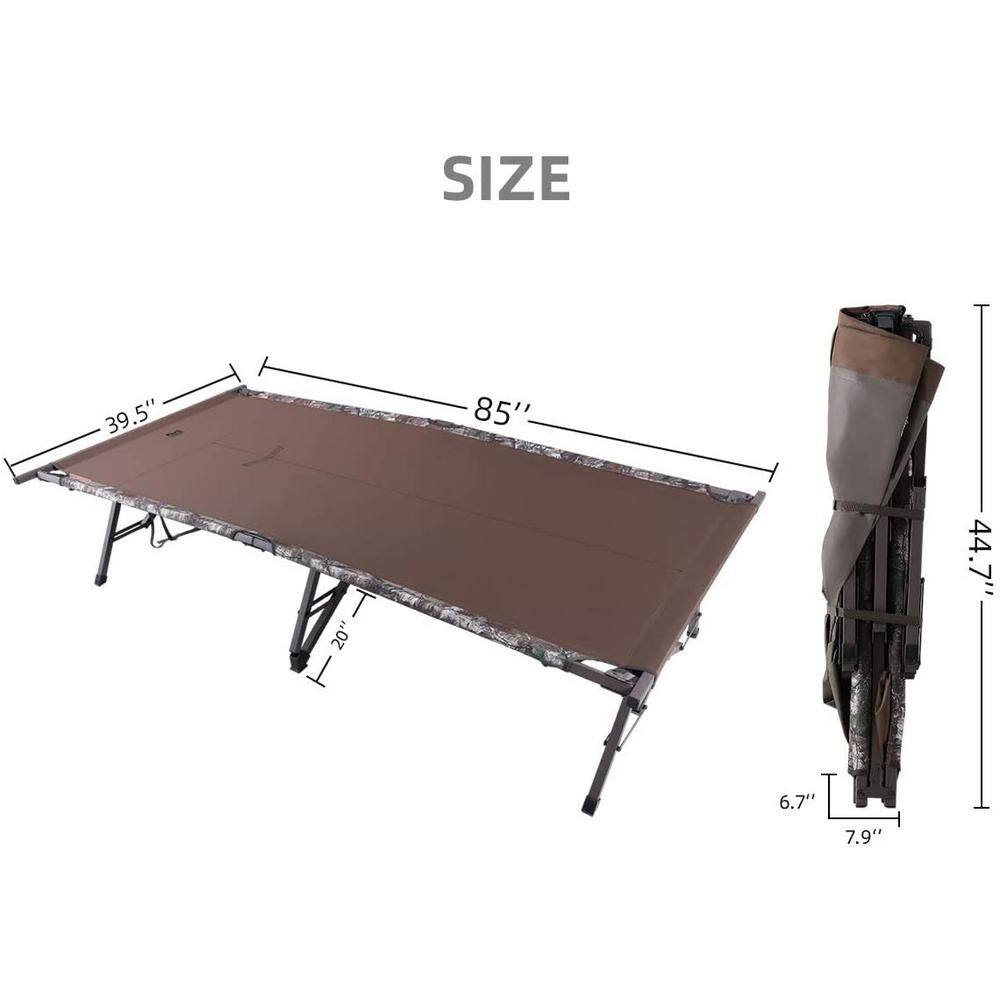 TR Fir Magnum XL Oversized Heavy-Duty 600 lbs. Weight Capacity Folding Camo Cot with Carry Bag TRF055