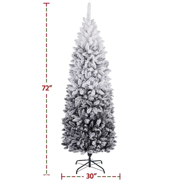 Yaheetech Prelit Flocked Pencil Artificial Christmas Tree