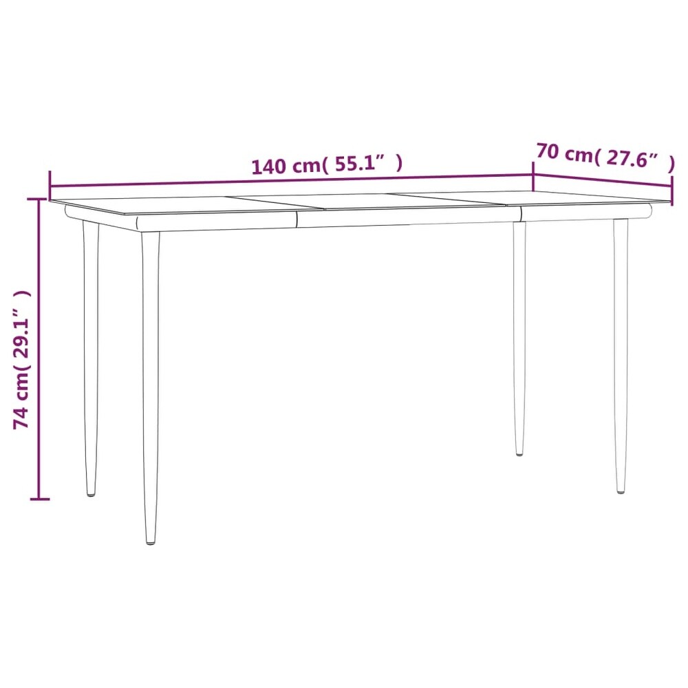 vidaXL Patio Dining Set Outdoor Table and Chair Black Steel and Textilene