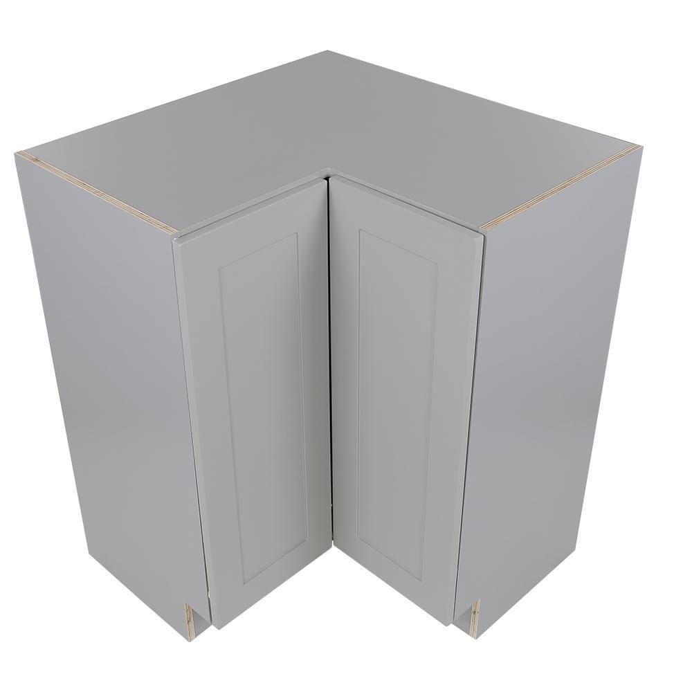 Hampton Bay Cambridge Gray Shaker Assembled Lazy Susan Corner Base Cabinet (28 in. W x 28 in. D x 35 in. H) CA2835C-KG