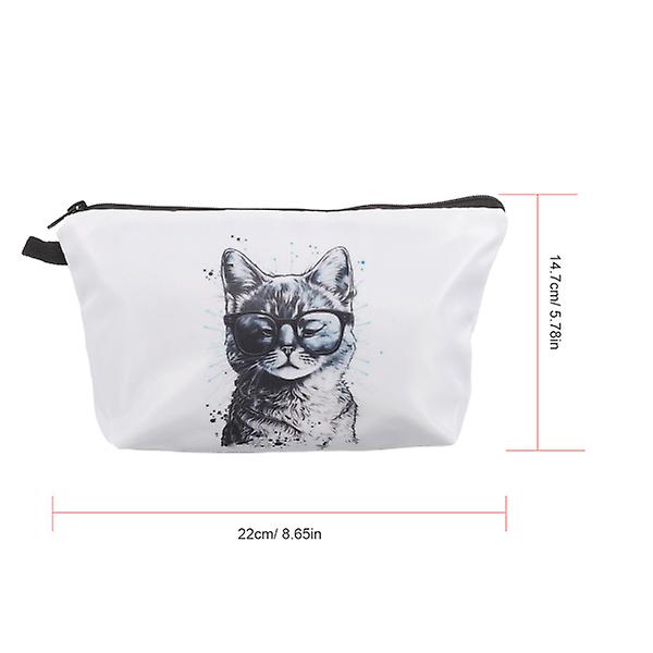 2pcs Cat Makeup Bag Travel Toiletry Bag Portable Zipper Pouch Small Cosmetic Bag For Purse