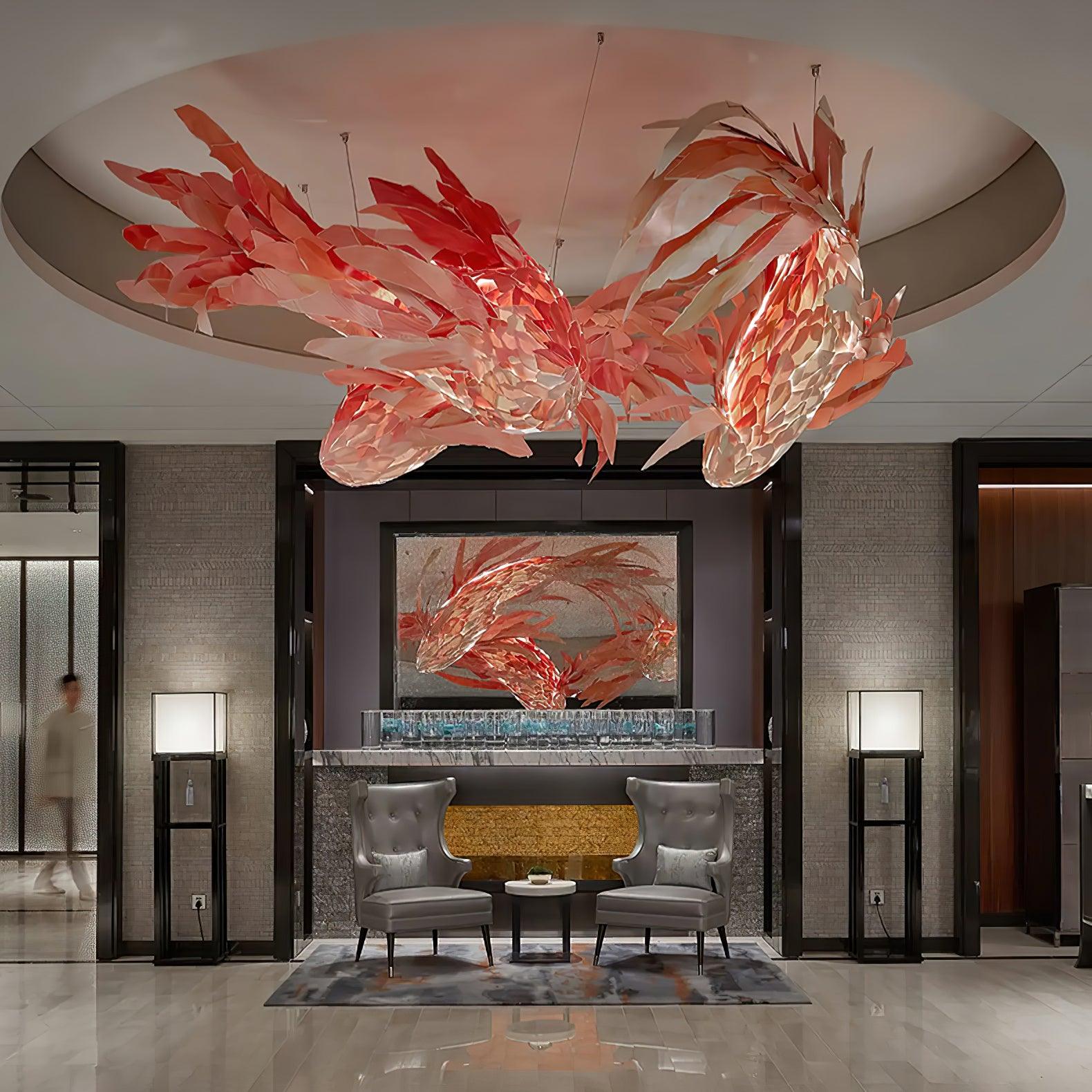 Crimson Swirl Koi Chandelier