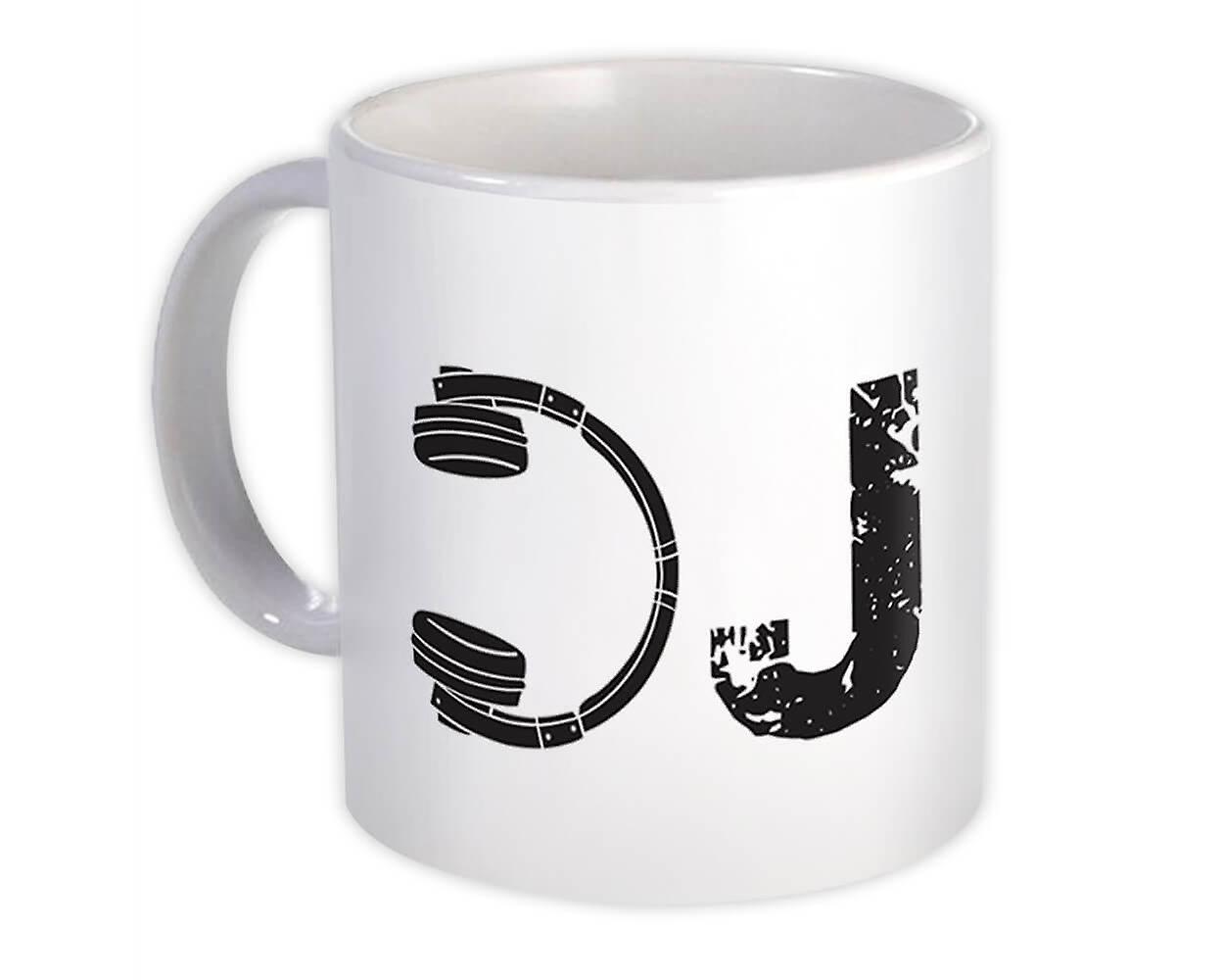 Gift Mug: DJ Letters Wall Art Print Decor Headphones Music Black