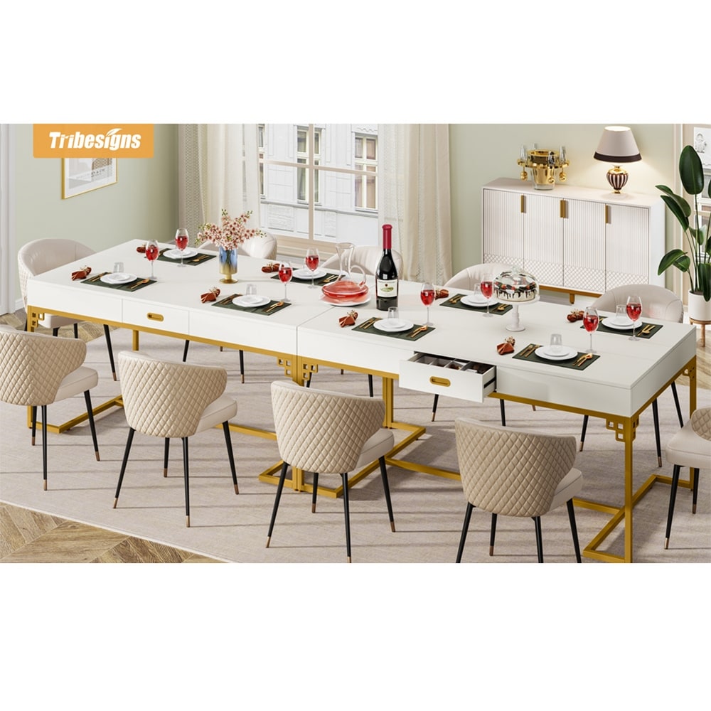 Modern White Dining Table for 4 to 6  63\