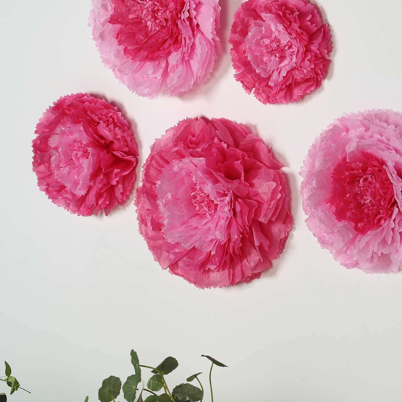 Set of 6 Pink / Fuchsia Carnation 3D Paper Flowers Wall Decor 7