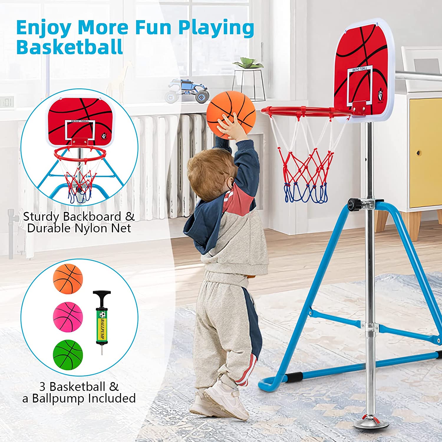 Best 2023 Sturdy Foldable Gymnastics Training Bar W/ Basketball Hoop