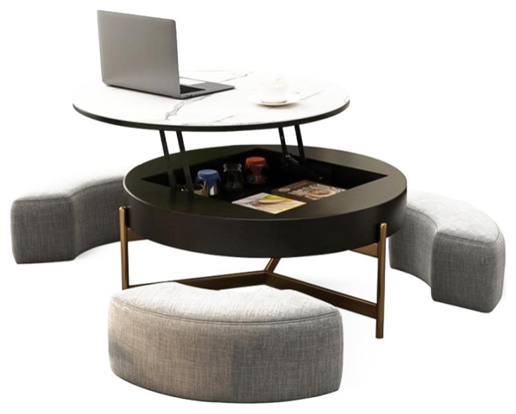 Round Modern Coffee Table With Storage Sintered Stone   Contemporary   Coffee Tables   by Miron Demid LLC  Houzz