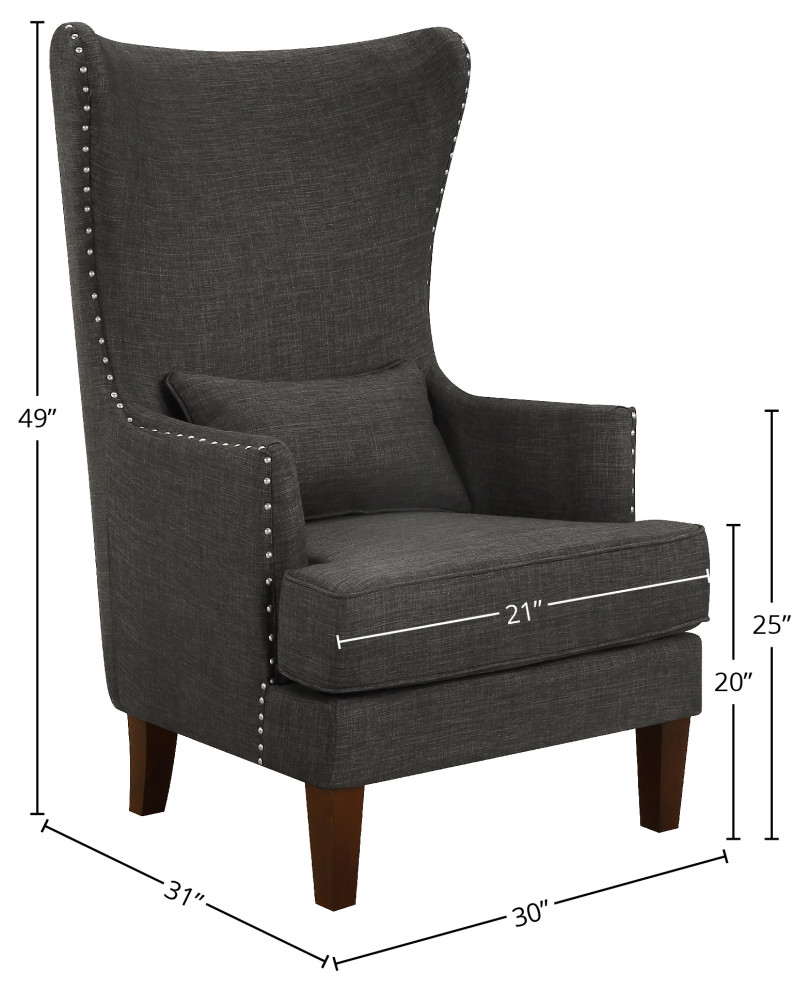 Kori Wingback Accent Chair with Nailhead Trim   Transitional   Armchairs And Accent Chairs   by Green Valley Homegoods  Houzz