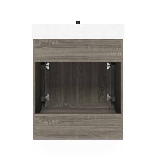 Glacier Bay Pittsford 30 in. W x 22 in. D x 34.5 in. H Bathroom Vanity in Aged Grey wCeramic Vanity Top in White HDPSK30V