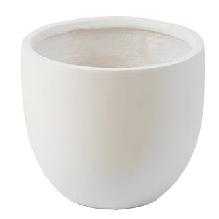 LuxenHome 12.2 in. H Round Tapered White MgO Composite Planter Pot WH034-W