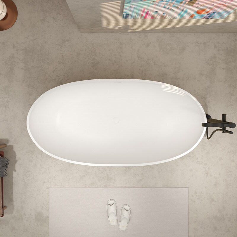 Alvana 61'' x 29.5'' Freestanding Soaking Solid Surface Bathtub