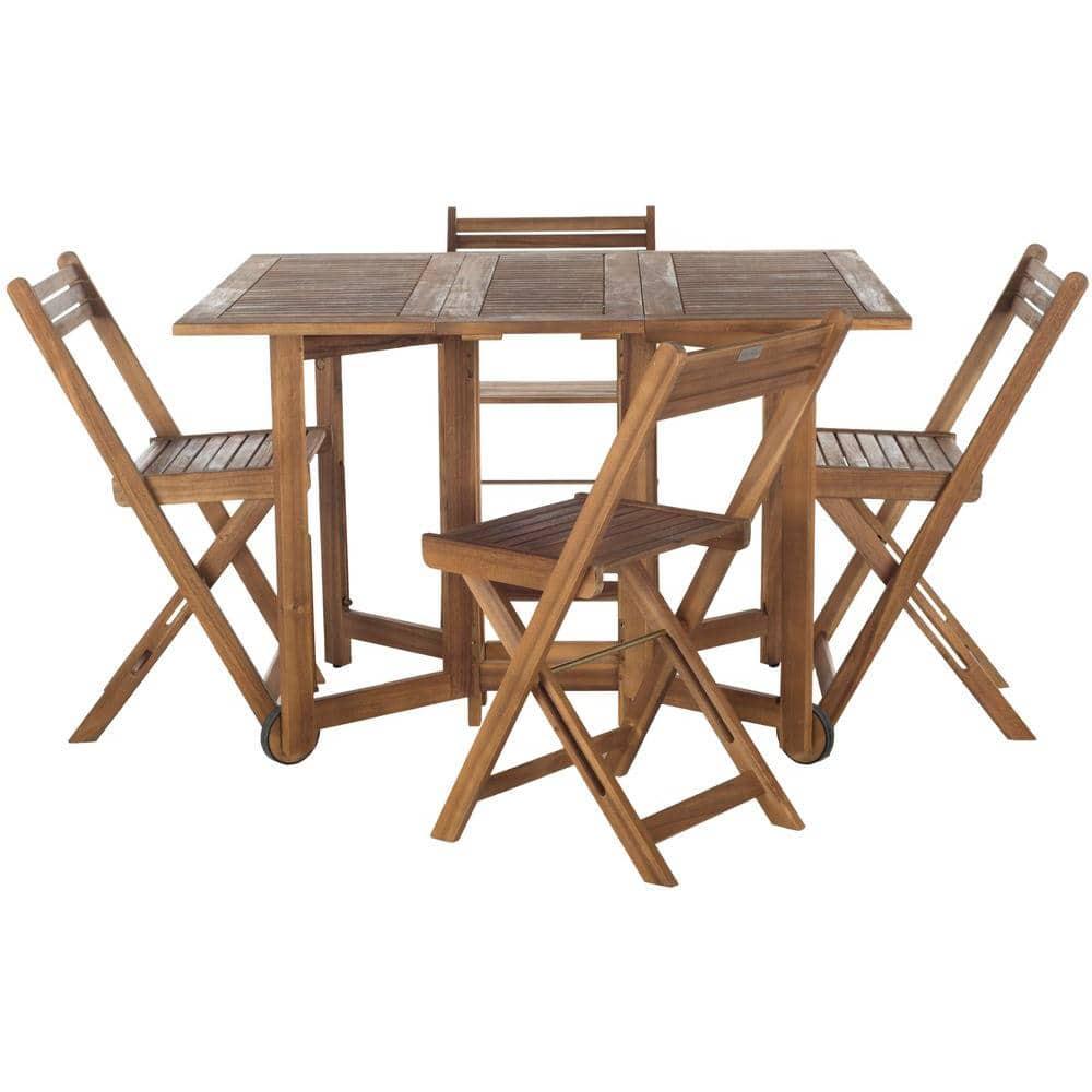 SAFAVIEH Arvin Teak Brown 5Piece Wood Outdoor Dining Set