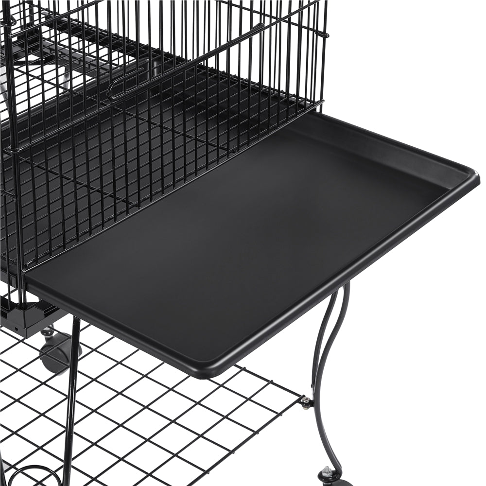 Yaheetech 57''H Open Top Metal Parrot Cage Bird Cage with Rolling Wheels Perches Slide-Out Tray For Cockatiels， Black