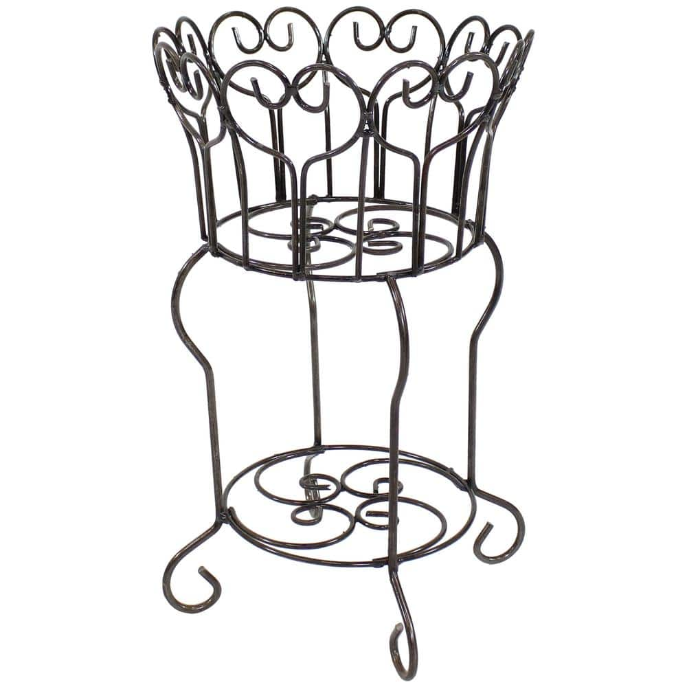 Sunnydaze Decor Sunnydaze 21.25 in. Round Steel Heart Indoor Plant Stand with Shelf CUE-013