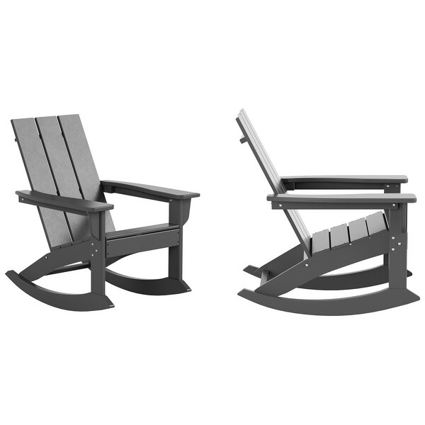 Polytrends Shoreside Modern EcoFriendly All Weather Poly Adirondack Rocking Chairs (Set of 2)