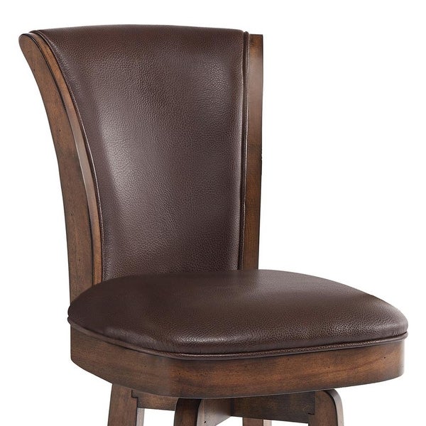 Raleigh 26 Counter Height Swivel Wood Barstool in Chestnut Finish and Kahlua Faux Leather - chestnut?