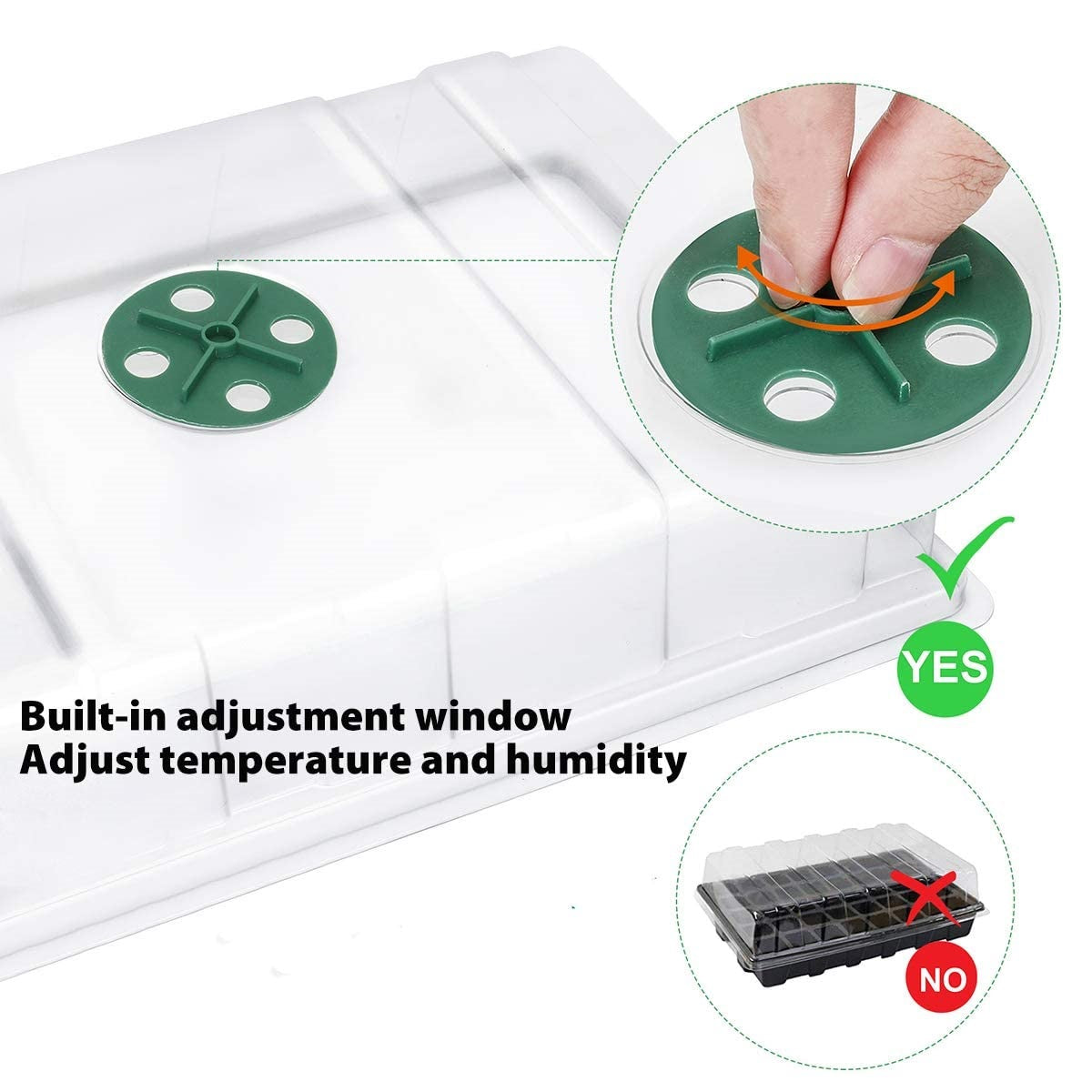 Flantor Seed Starter Tray - 5 Packs Plant Starter Kit 75 Cells Seeding Trays with Dome and Base Adjust Humidity