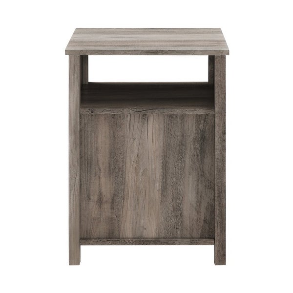 Modern Open Shelf End Table， Grey Wash