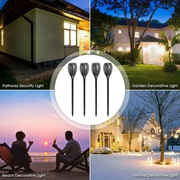 4 Pcs Solar Waterproof Flickering Dancing Flame Lamp - 5