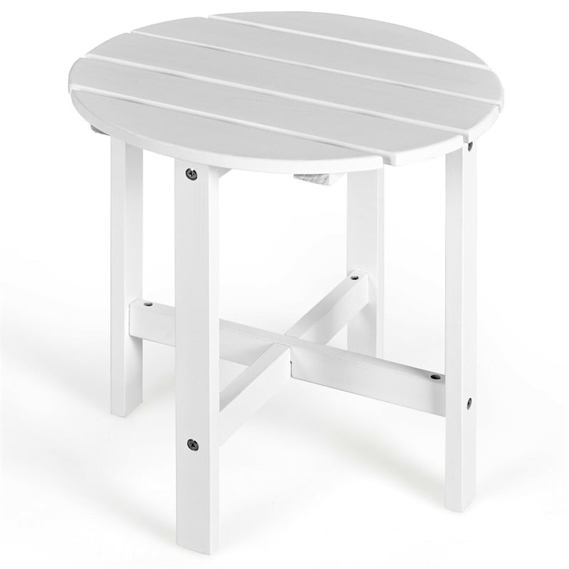 18¡¯¡¯ Outdoor Round Bistro Side Table Wood Slat End Table for Garden