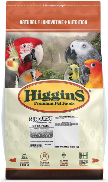 Higgins Sunburst Gourmet Treats No Shell Boca Nuts Macaw and Parrot Bird Treats， 20-lb bag