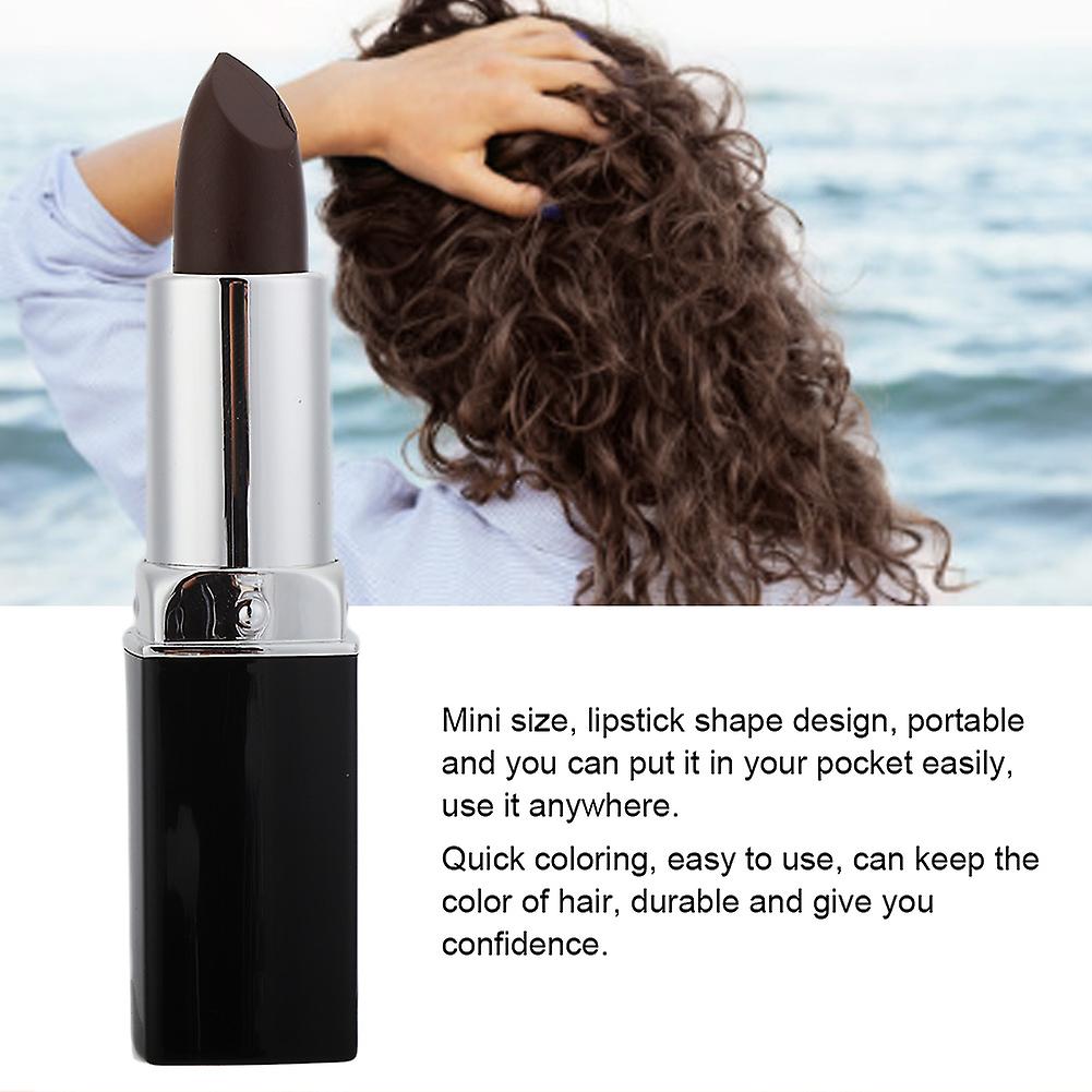 4g Portable Natural Plant Hair Dye Lipstick Shape Disposable Dye Pencil Coloring Tooldark Brown